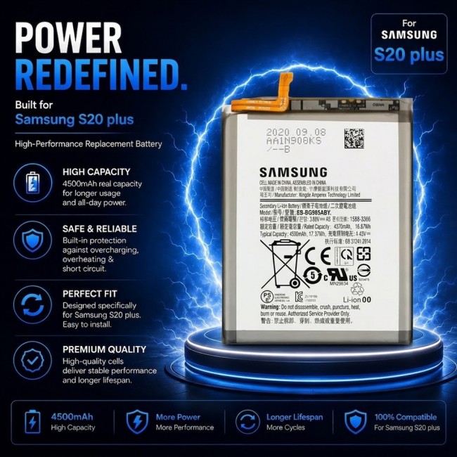 Margoun Replacement Battery for Samsung Galaxy S20 Plus, High Capacity Li-ion Internal Battery Cell