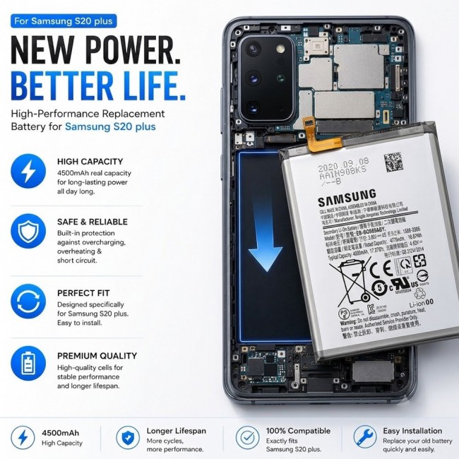Margoun Replacement Battery for Samsung Galaxy S20 Plus, High Capacity Li-ion Internal Battery Cell