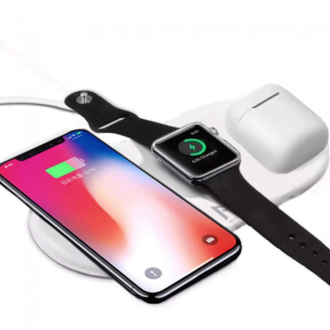 Margoun Airpower Wireless  3 in 1 Charging Pad for iPhone Apple Watch and AirPods - White
