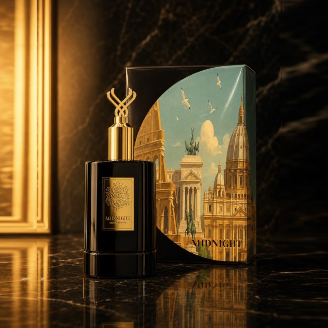 Martini Midnight Eau De Parfum for Men and Women, Premium Long-Lasting Luxury Fragrance, Elegant Black Glass Bottle with Ornate Gold Crown Cap 60ML
