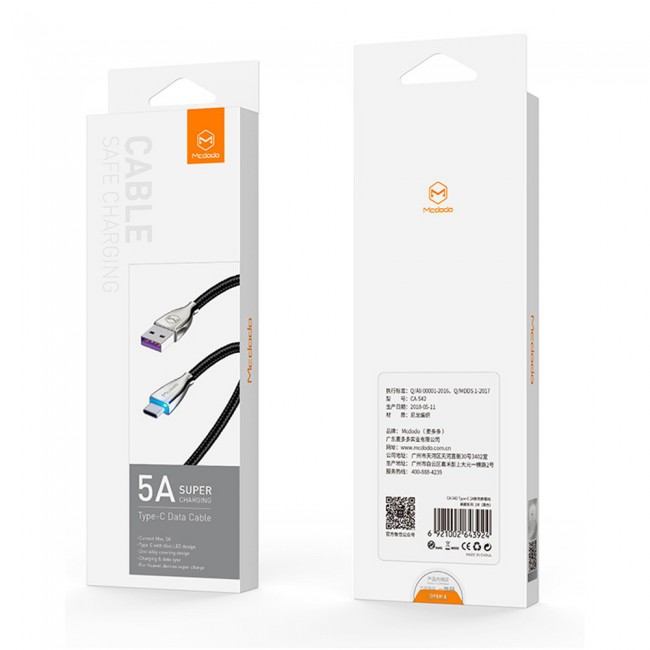 Mcdodo Braided Fast Charging USB Type-C Data Cable with LED 1M