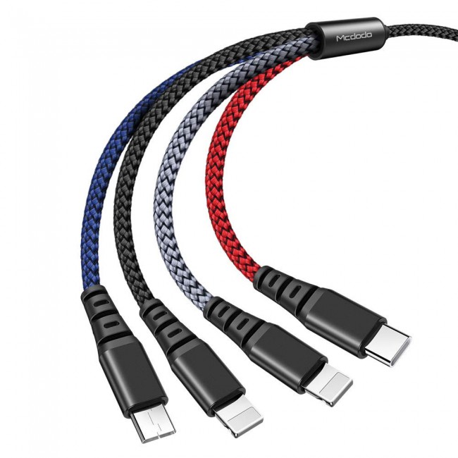 Mcdodo 4-In-1 Fast Charging 2.4A Cable , USB A to Lightning x2 , Micro USB and Type-C (NMT)