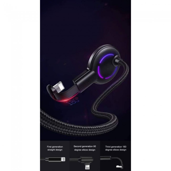 Mcdodo Flat Charging Gaming Lighting Cable for iPhones &amp; iPads with 7 Color LED - Black - Gamers Dream Came True! 