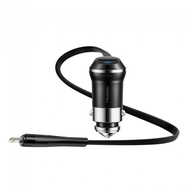 Mcdodo PCL_00MSZ232 Jazz Series Car Charger with 2 in 1 Lightning/Micro USB Cable - Black