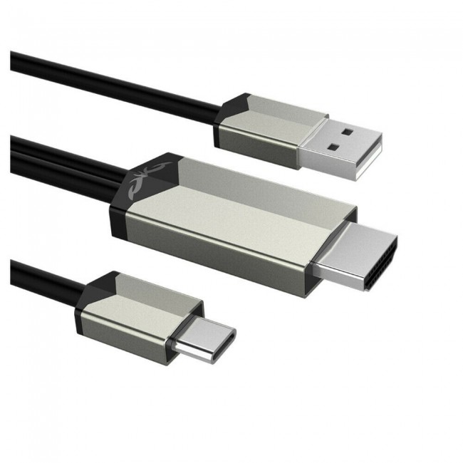 MiraScreen TC02 4K Type-C to HDMI Cable 2m - Silver and Black