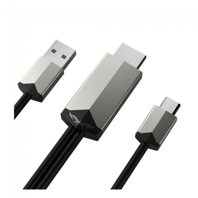 MiraScreen TC02 4K Type-C to HDMI Cable 2m - Silver and Black