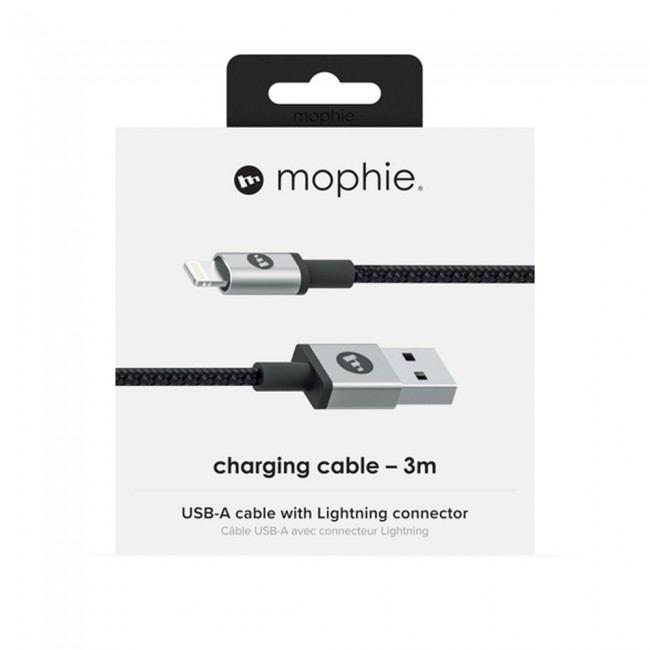 Mophie USB-A to Lightning Charging Cable Braided Nylon 3m – Black