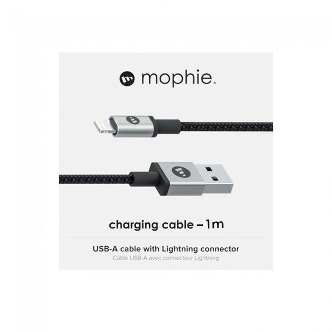 Mophie USB A to Lightning Charging Cable Braided Nylon 1m – Black