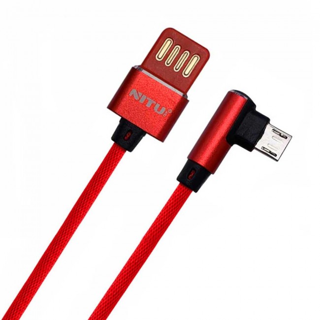 Nitu UC-021 Elbow Design Fabric High Speed Lightning , Micro and Type-C USB Data Cable 100cm – Red