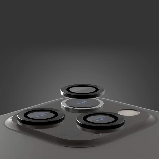 3Pack Fit Hard Aluminum Alloy Camera Lens Protector for iPhone 12 Pro Max - Black