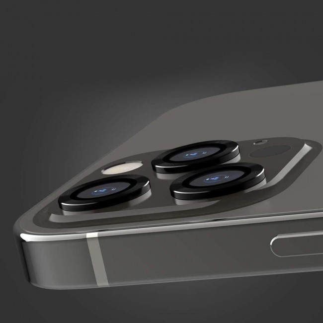 3Pack Fit Hard Aluminum Alloy Camera Lens Protector for iPhone 12 Pro Max - Black