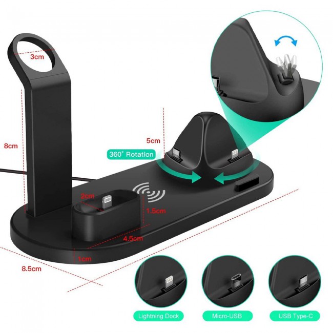 3 in 1 Rotatable Charger Dock for Mobile Phone Airpods and Smartwatch