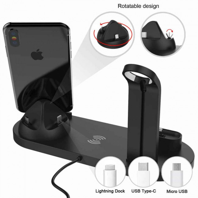 3 in 1 Rotatable Charger Dock for Mobile Phone Airpods and Smartwatch