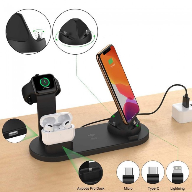 3 in 1 Rotatable Charger Dock for Mobile Phone Airpods and Smartwatch