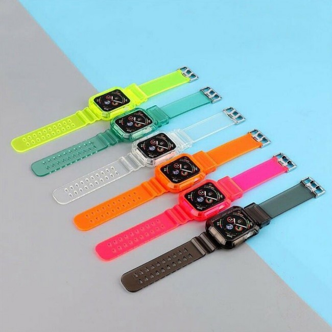 Apple Watch Band 42-44-45mm Transparent Fluorescent Sport TPU Band - Green
