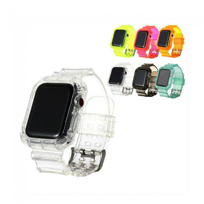 Apple Watch Band 42-44-45mm Transparent Fluorescent TPU Sport Band - Clear