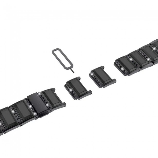 Apple Watch Band Jade Bracelet 42-44-45mm Dark Stainless Steel Strap with Black Diamond