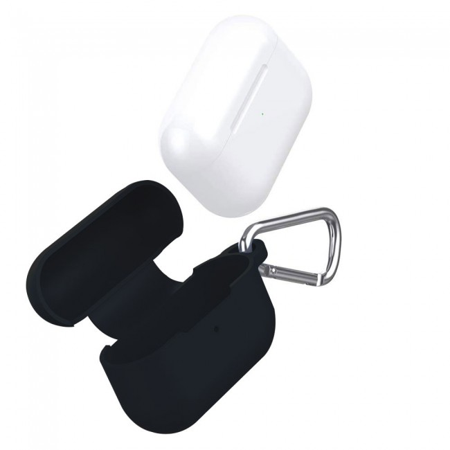 Airpods Pro Silicone Case with Carabiner - Black