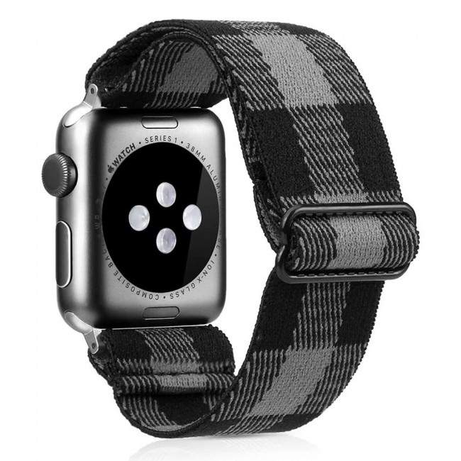 Apple Watch Band 42 44 45mm Elastic Nylon Cloth Stretch Plaid