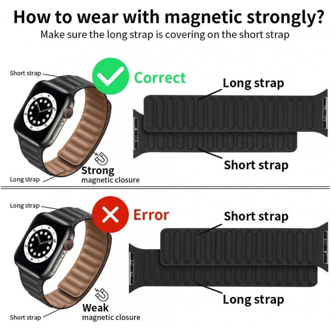 Apple Watch Band Silicone Strap Leather Link Design 42-44-45mm Henlein Series by Margoun - Red