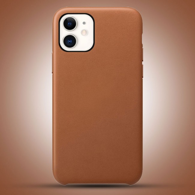 Apple iPhone 11 Protective Leather Case Cover - Brown