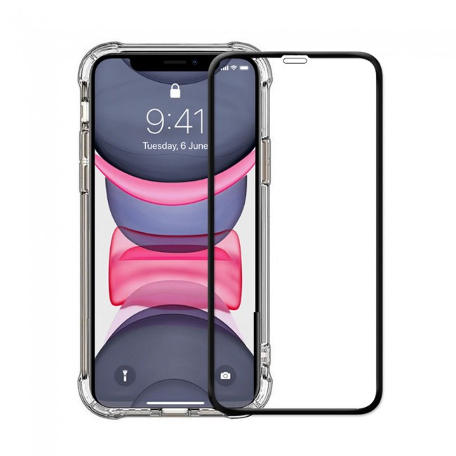 Apple iPhone 12 TPU Gorilla Soft Jelly Clear Case Cover with 3D Tempered Glass