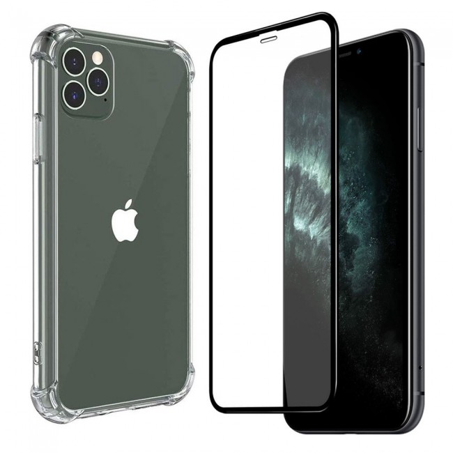 Apple iPhone 12 Pro Gorilla Soft Jelly Clear Case Cover with 2-Pack 3D Tempered Glass