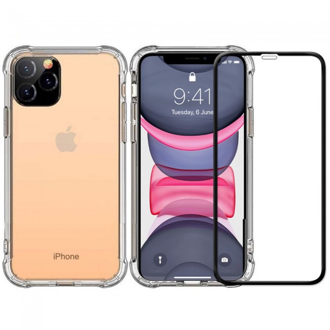 Apple iPhone 12 Pro Gorilla Soft Jelly Clear Case Cover with 2-Pack 3D Tempered Glass