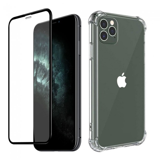Apple iPhone 12 Pro Gorilla Soft Jelly Clear Case Cover with 2-Pack 3D Tempered Glass