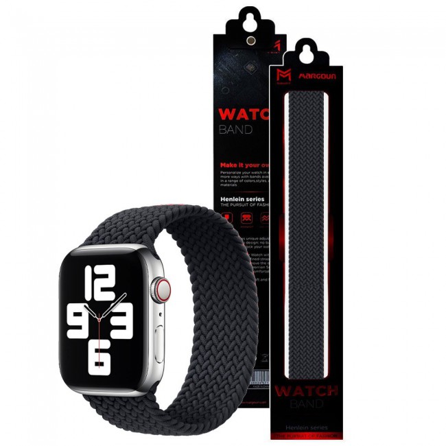 Apple Watch 38 40 41mm Yarn Braided Solo Loop Band Size S Henlein Series by Margoun Black