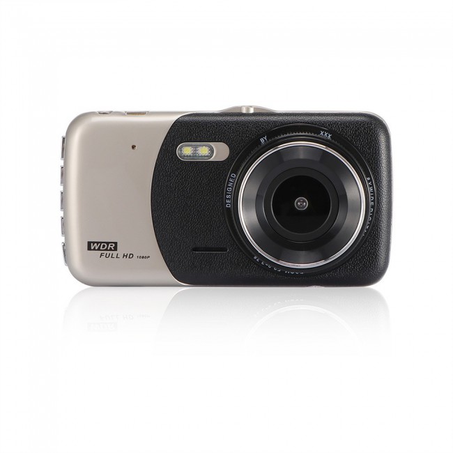 Dual Lens Car Camera DVR Full HD 1080P with Rear View and Black