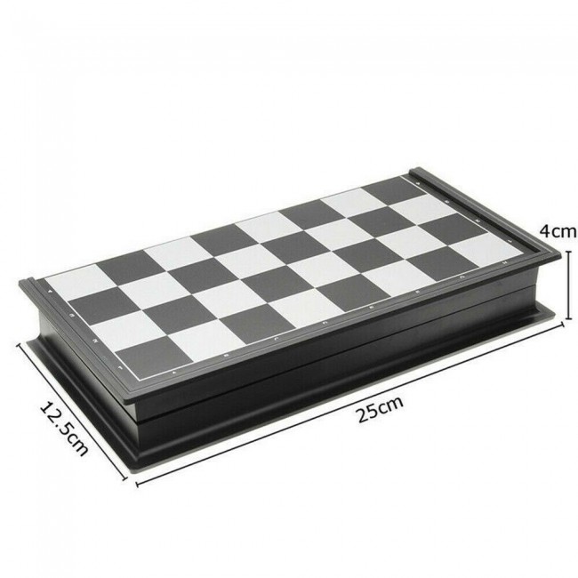 Magnetic Folding Chess Game with Silver and Gold Pieces – International Version