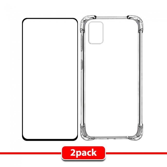 Galaxy M31s Soft Clear TPU Case Cover Gorilla with 3D Tempered Glass Screen Protector