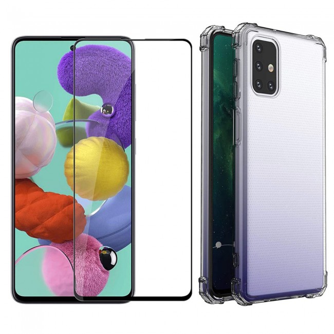Galaxy M31s Soft Clear TPU Case Cover Gorilla with 3D Tempered Glass Screen Protector