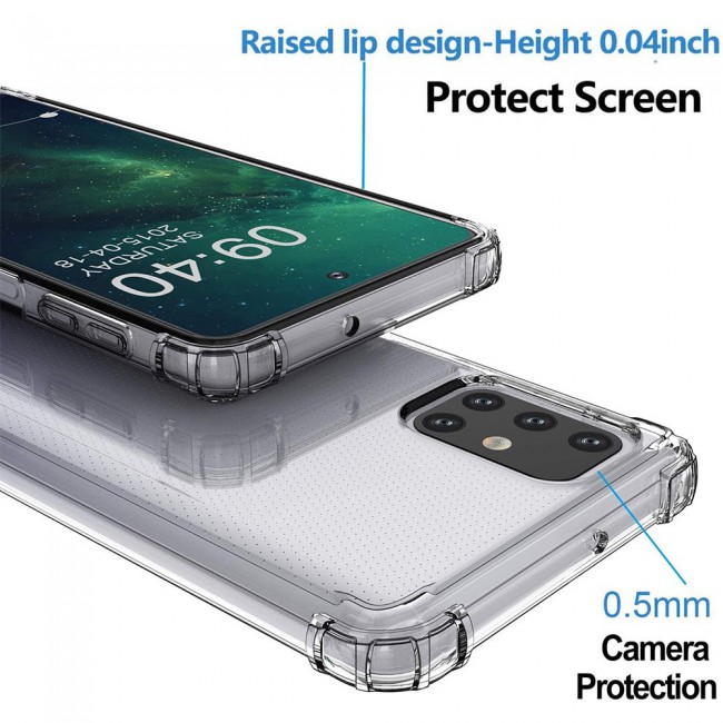 Galaxy M31s TPU Gorilla Soft Jelly Case Cover with 2 Tempered Glass Screen Protector - Clear