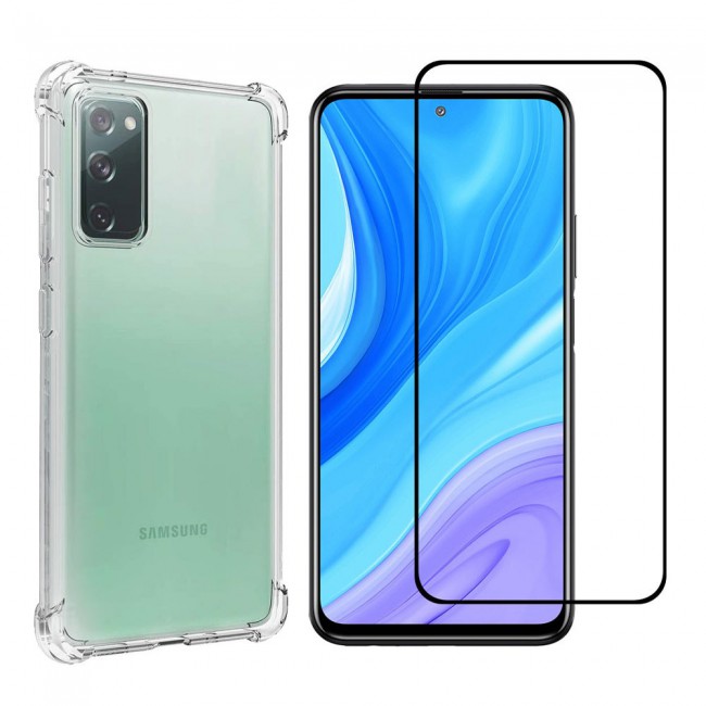 Samsung Galaxy S20 FE and S20 FE 5G TPU Gorilla Case Cover with 3D Tempered Glass Screen Protector - Clear