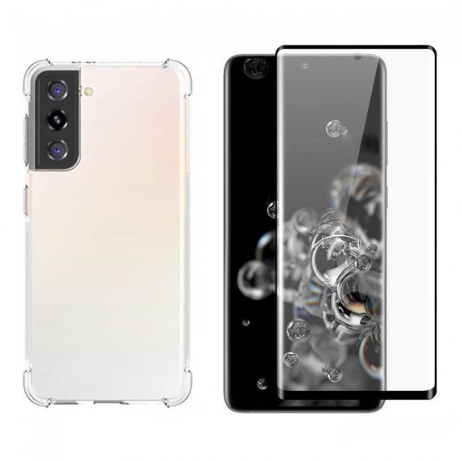Samsung Galaxy S21 Clear TPU Gorilla Cover with 3D Tempered Screen Protector