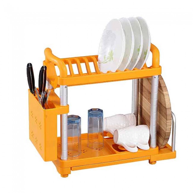 Happy Family Plastic Kitchen Rack Dish Holder Organizer Orange