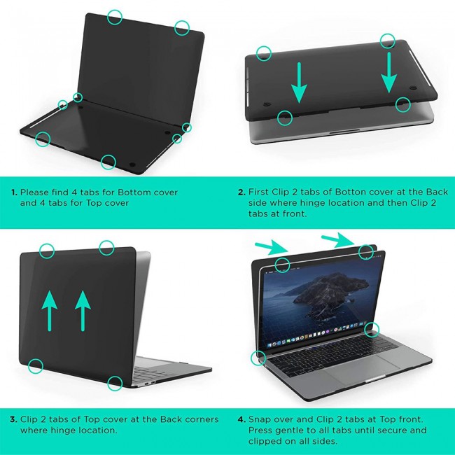 Hard Cover for MacBook Pro Retina 15.4 inches A1707 A1990 - Black