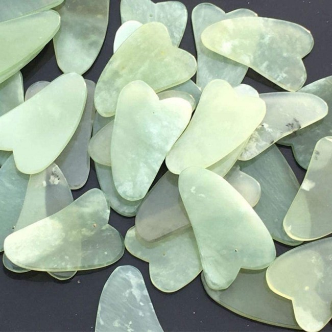 Jade Heart Stone Gua Sha Facial Massage Tool - Green
