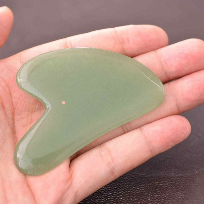Jade Heart Stone Gua Sha Facial Massage Tool - Green