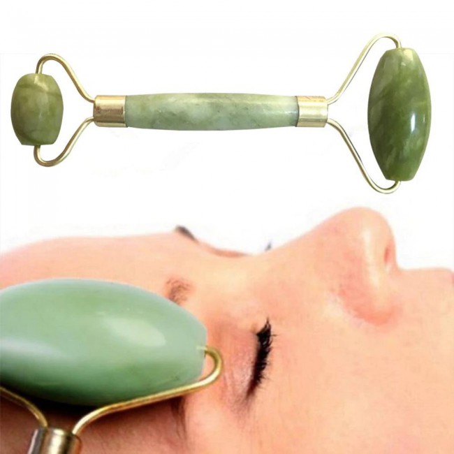 Jade Stone Facial Roller Massager Tool - Green