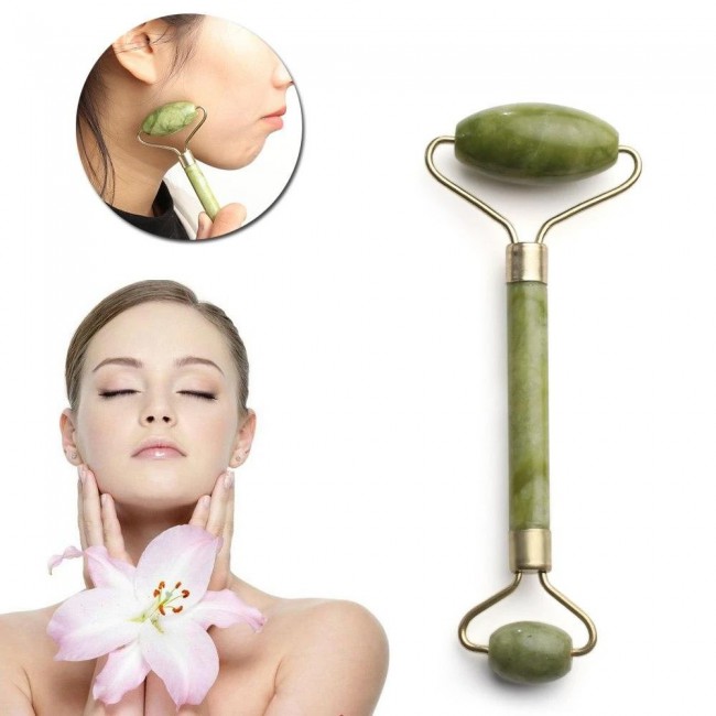 Jade Stone Facial Roller Massager Tool - Green