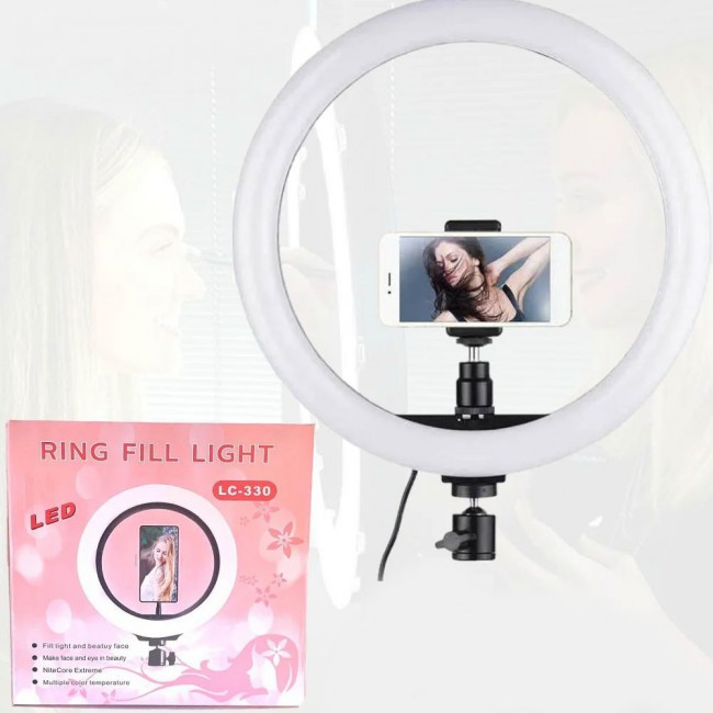 LC-330 LED Selfie Ring Fill Light with Phone Holder