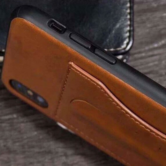 Leather Grip Standing Case Cover for iPhone XR Kanjian - Brown