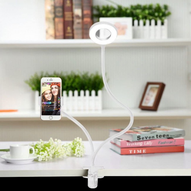 Live Stream Professional Phone Holder Selfie Ring Light - White