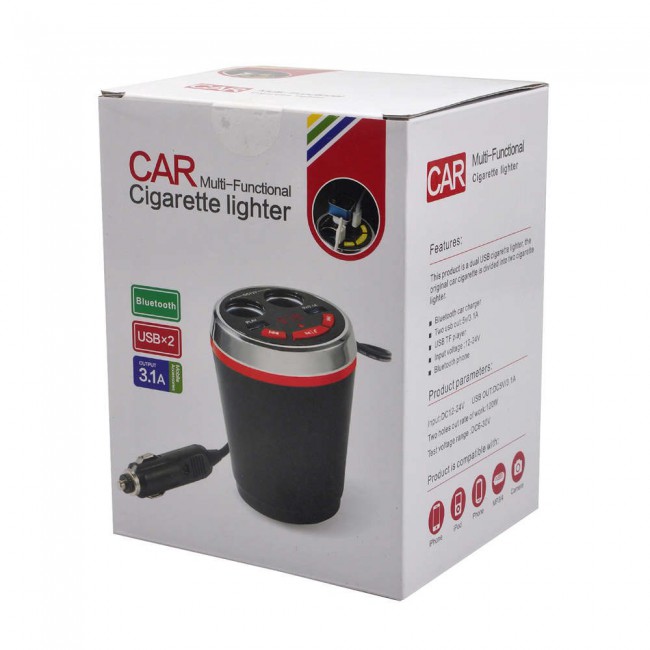 A23 Car Multi-Functional Dual-USB Cigarette Lighter - Black