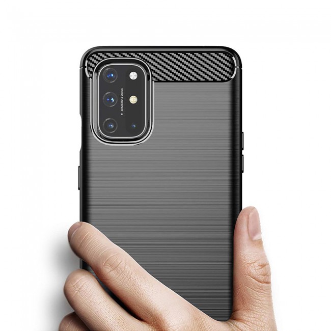 OnePlus 8T Brushed Carbon Fiber Case Cover - Black