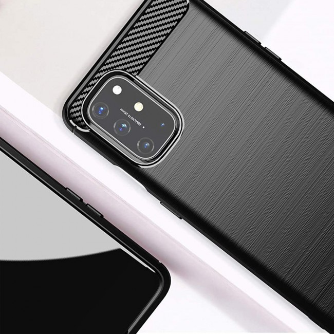 OnePlus 8T Brushed Carbon Fiber Case Cover - Black