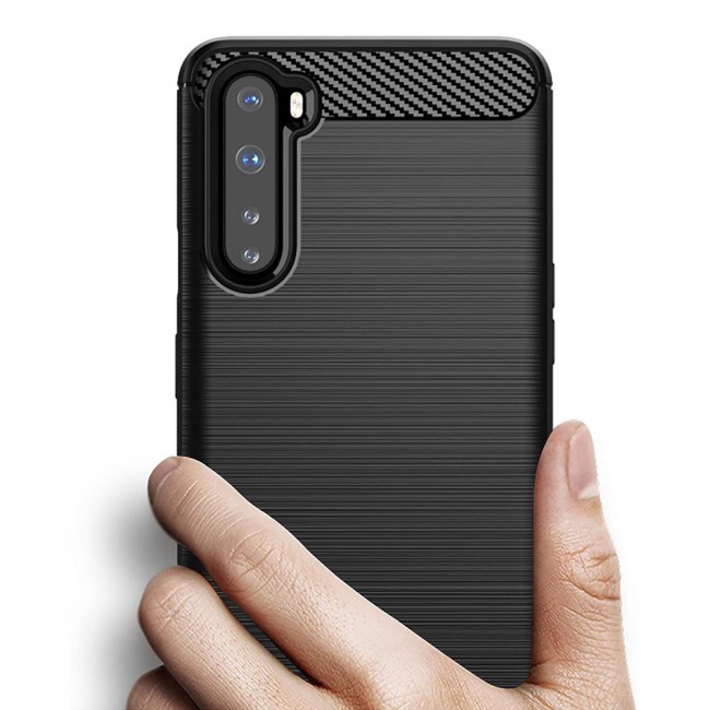 OnePlus Nord Brushed Carbon Fiber Case Cover - Black